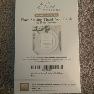 50 Thank you cards. With silver foil script. Perfect for Weddings!